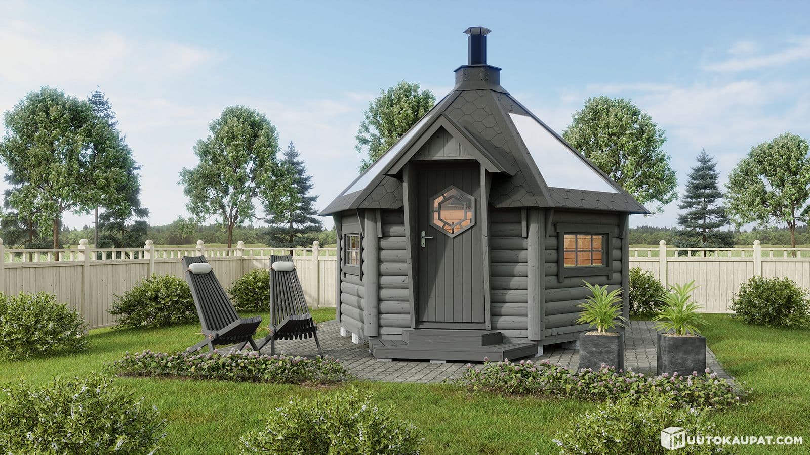 Arctic Deluxe Round Log Grill House with Skylight