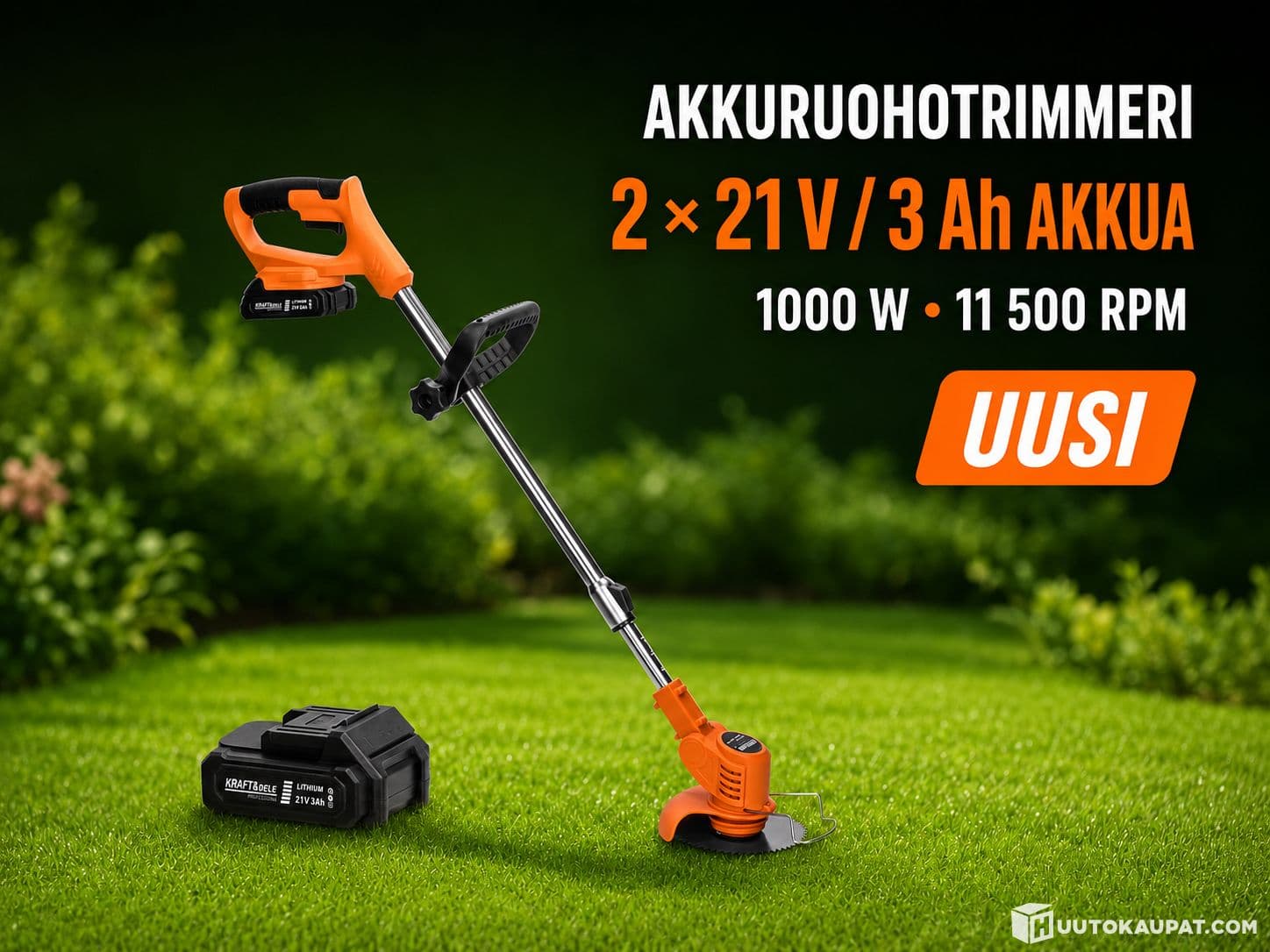 Battery-powered weed trimmer – 21V 3Ah, 2 batteries (new) - yard and garden (1673), Salo