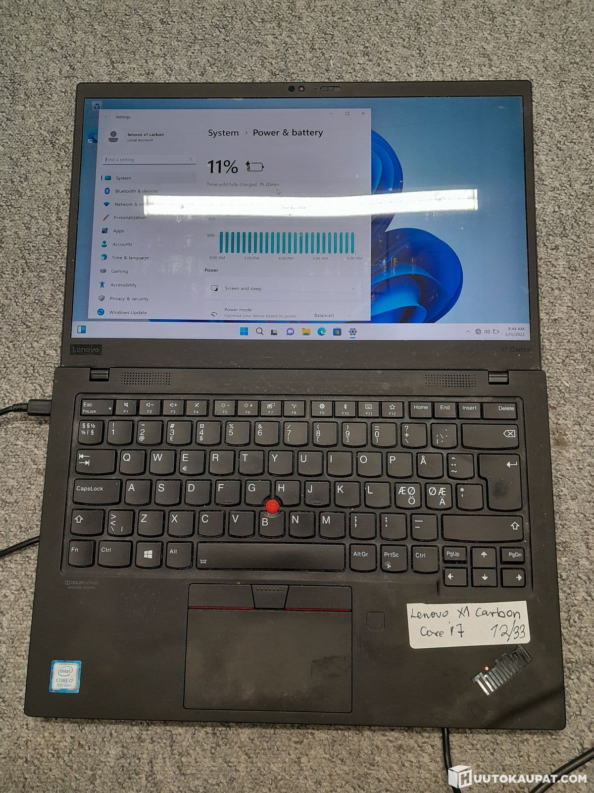 Lenovo X1 Carbon 7th Gen Laptop, i7 16GB / 500GB, Vantaa