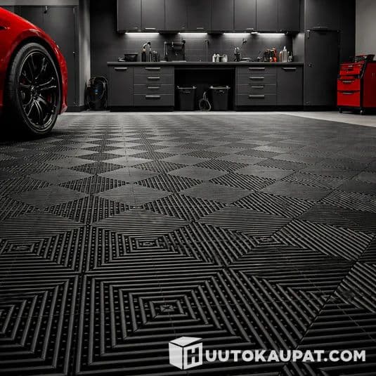 10 m2 lattialaattaa - MUSTA NORTHLUMEN® PROGRID - Kestävä ja näyttävä lattia esim. autotalliin tai toimitilaan, Kemi