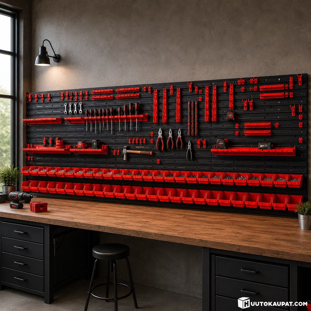 Large tool wall with compartments and supports 230 x 78 cm 130-piece, Isokyro