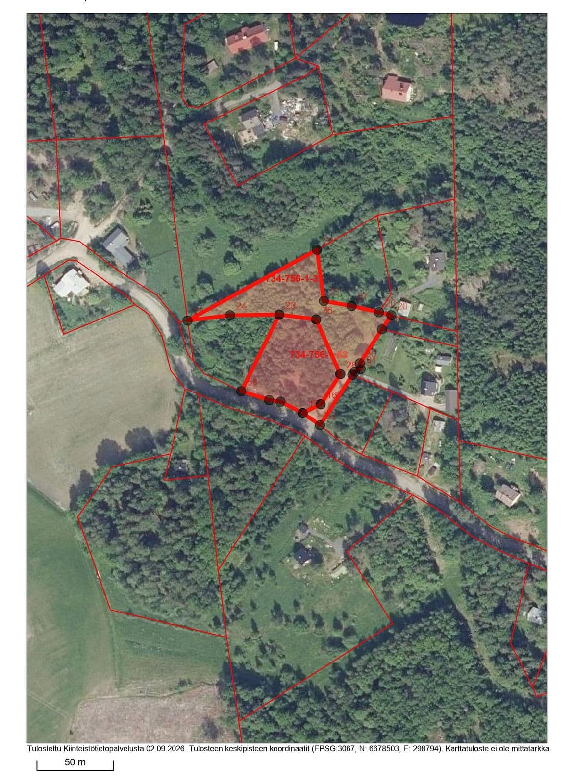 Two adjacent measured real estate properties, 0.6206 hectares of harvestable forest land / Salo