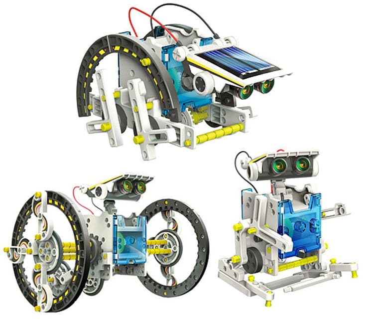 Construction series, 14 different robot vehicles powered by solar energy, Kuopio