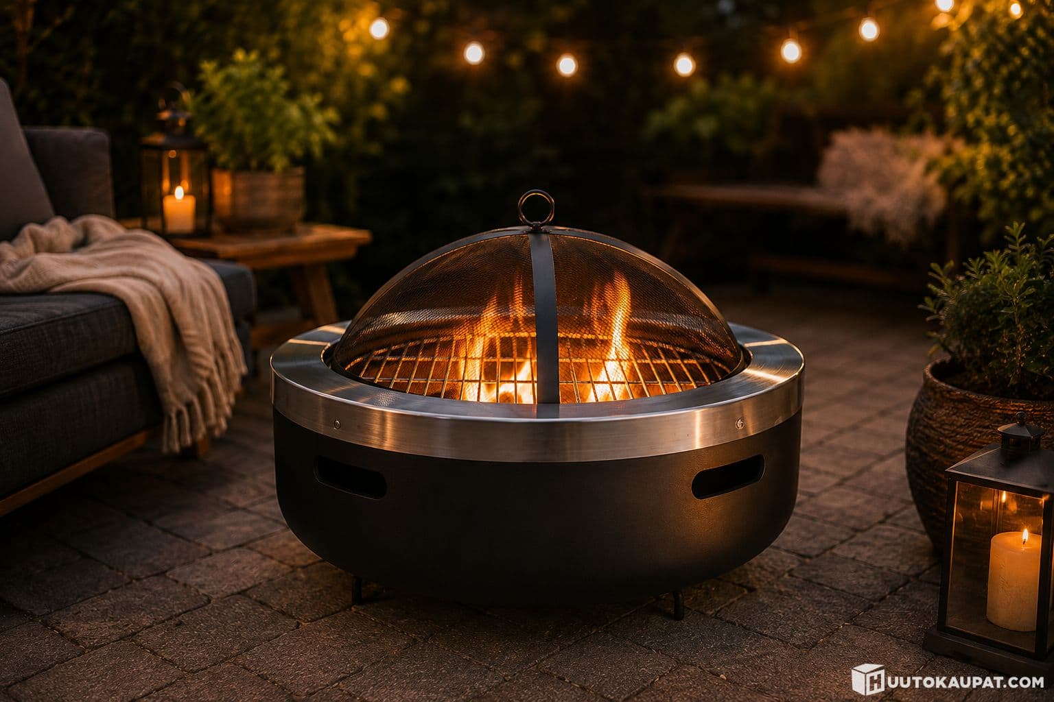 Beautiful Fire Pit Base Chrome Wire Mesh, Isokyrö