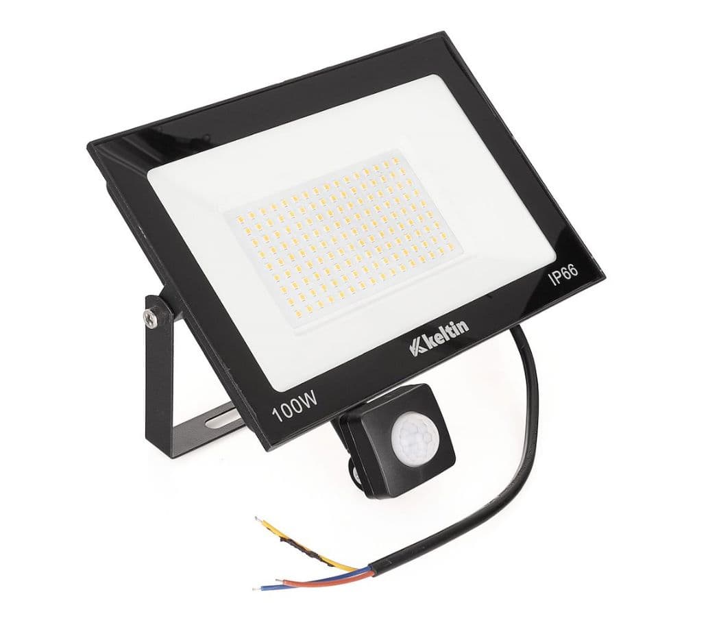2x 100W LED floodlight with motion sensor - neutral white 4500K