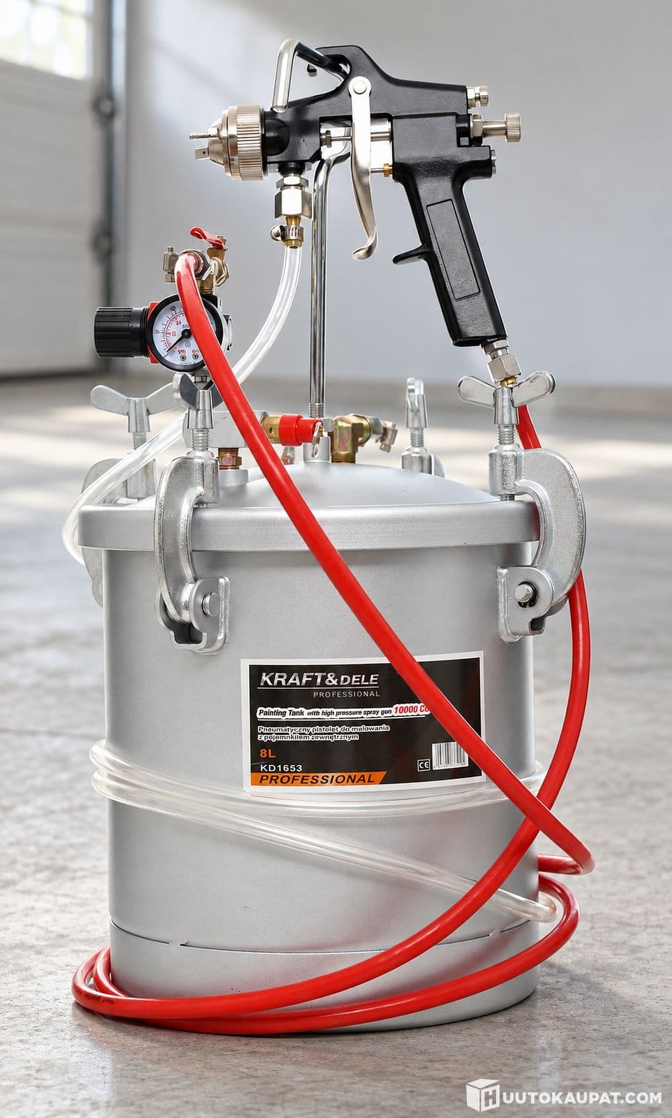 Pressure air-operated painting unit/painting pot set with 8 liter tank, Isokyro