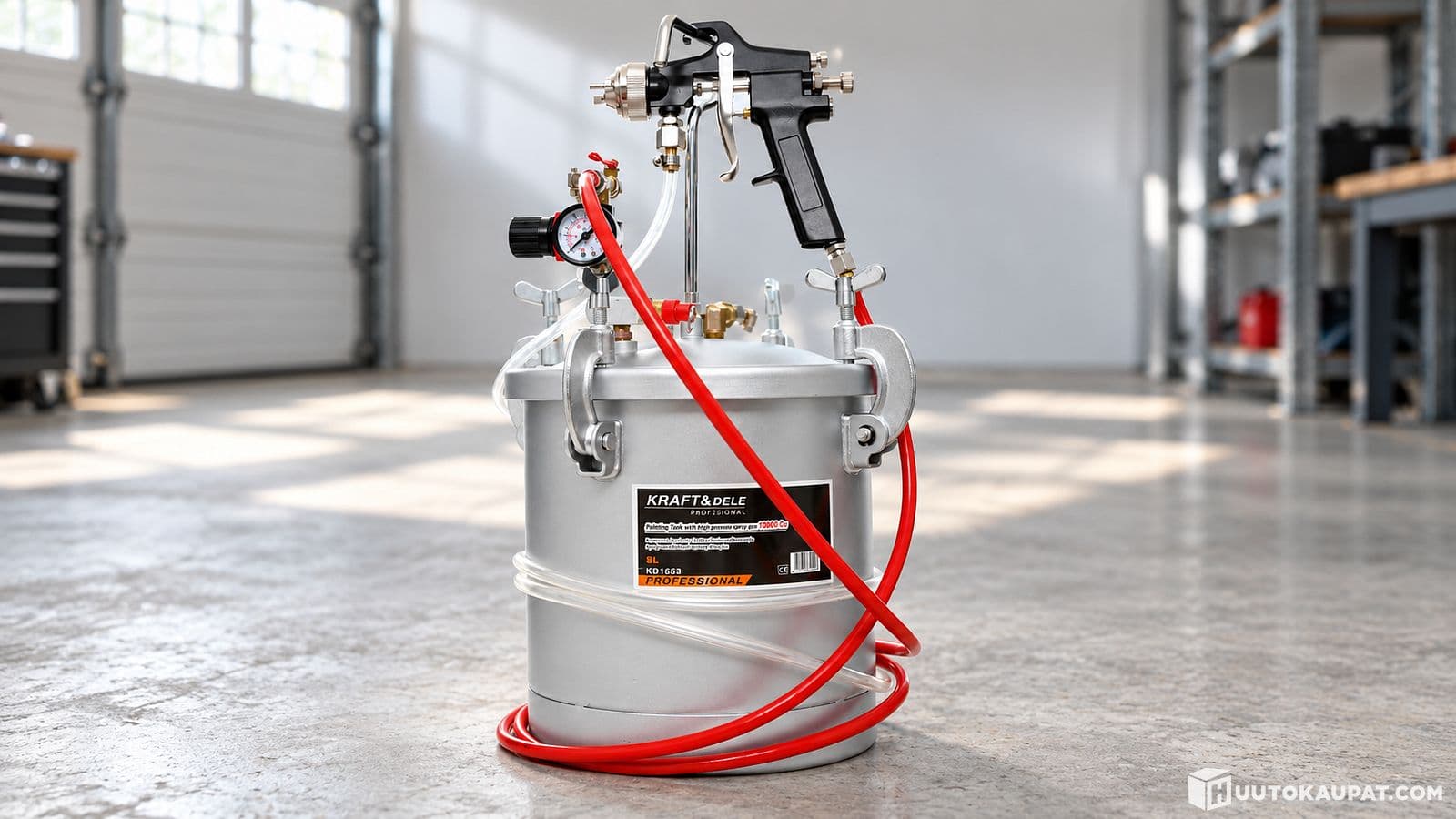 Pressure air-operated painting unit/painting pot set with 8 liter tank, Isokyrö