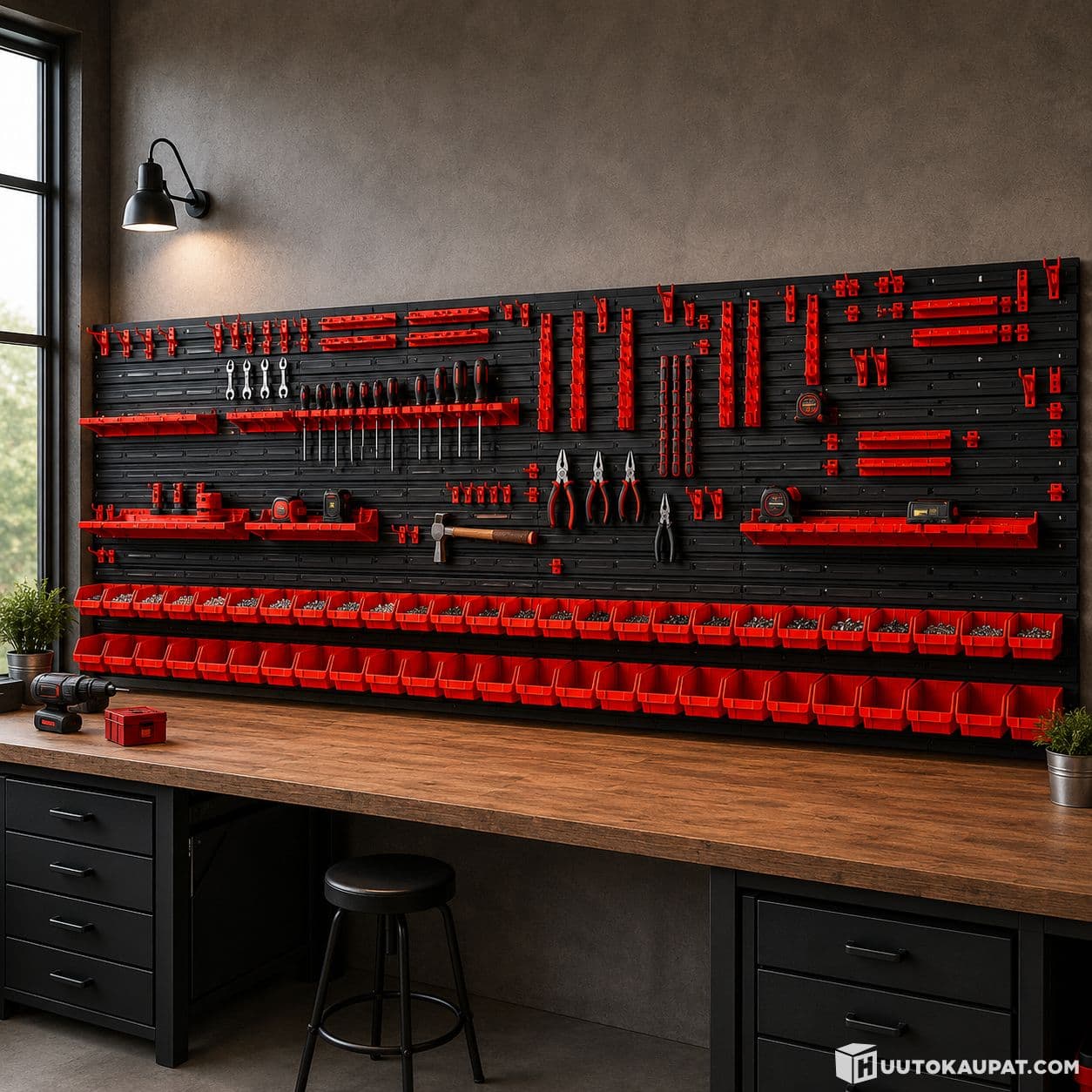 Large Tool Wall with Slots and Holders 230 x 78 cm 130-piece Set, Isokyrö