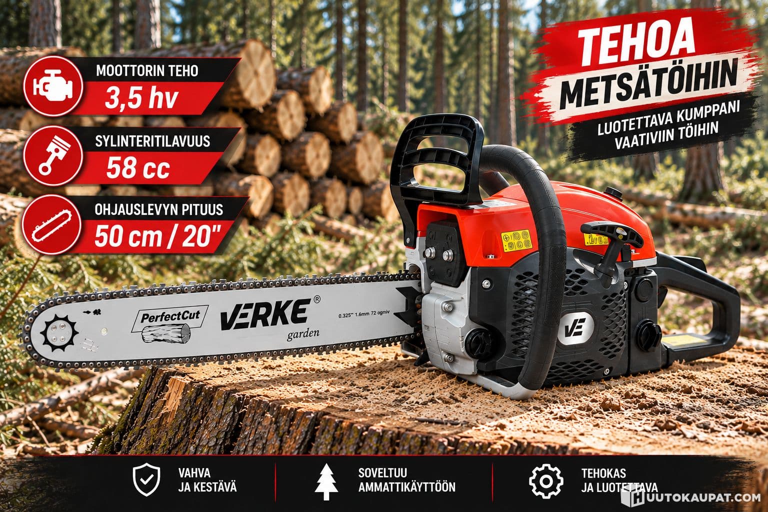 Verke 58cc Chainsaw 20" Bar