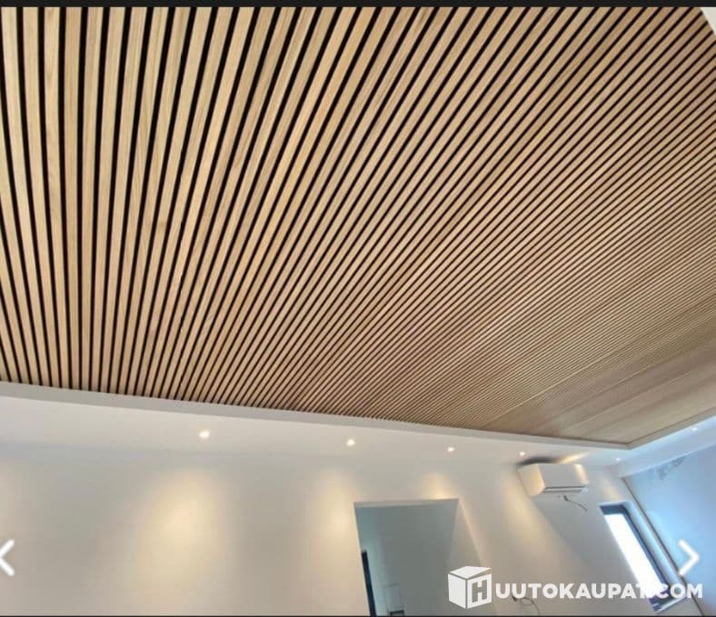 Acoustic panel light oak black felt 21x600x2400mm. 28pcs/40.32m², Oulu