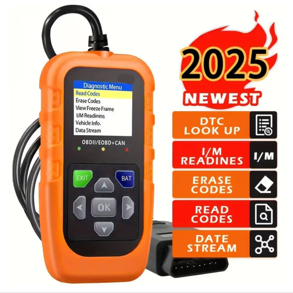 New 2025 model obd2 bug code reader with Finnish-language menus and colour display, Tampere