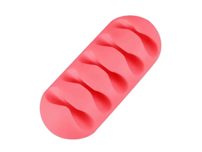 Approx. 600x Cable clip holder silicone RECKBA, red/pink