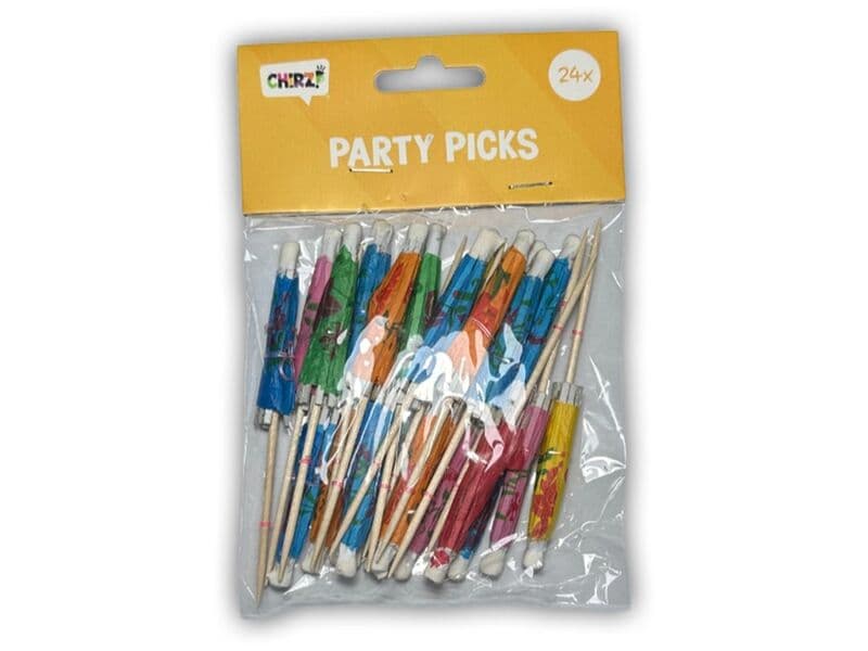 Approx. 22x Cocktail picks umbrella tropical, various colors, 24 pieces per package