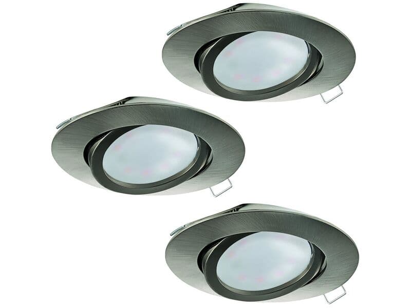 Installation spot LED Ø80mm set of 3 EGLO, tedo, nickel-mat