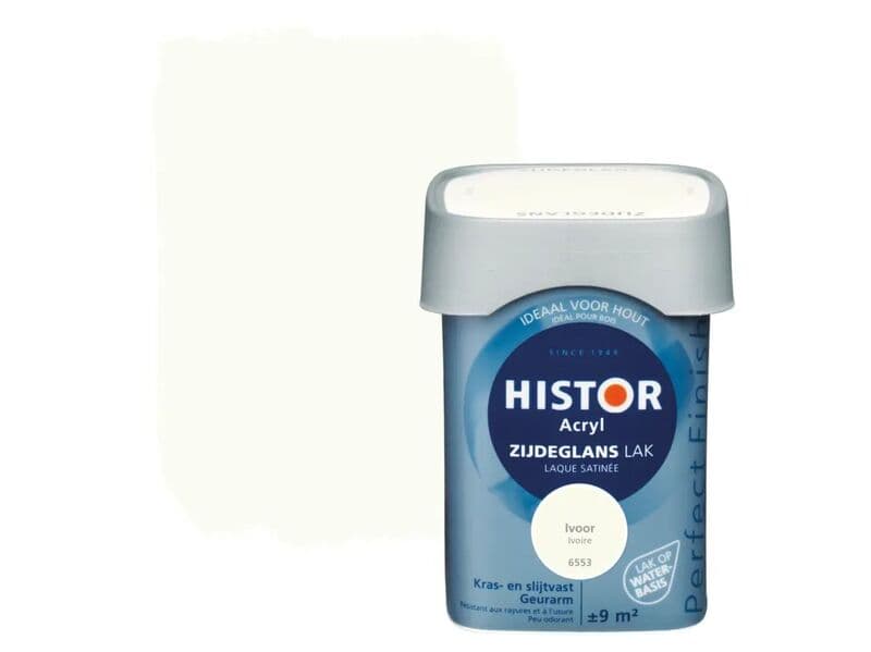 4x Lacquer water base silk gloss Histor, perfect finish, ivory, 750 ml