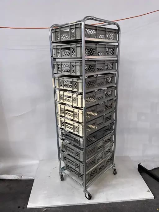 Trolley with 11 Dishwashing Baskets