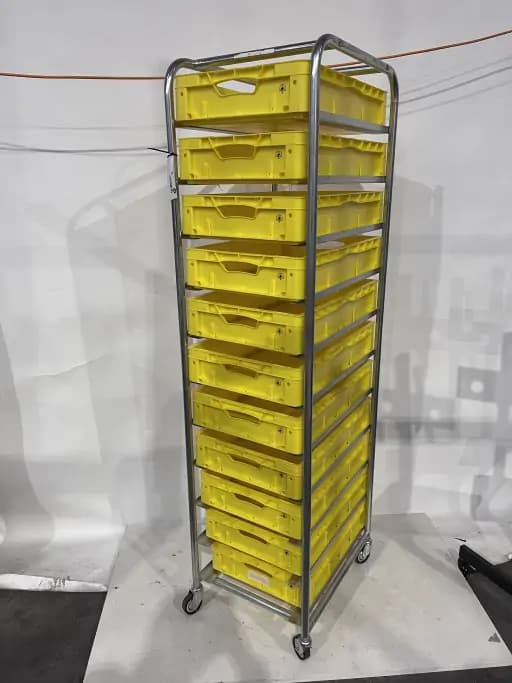 Trolley with 11 Plastic Boxes