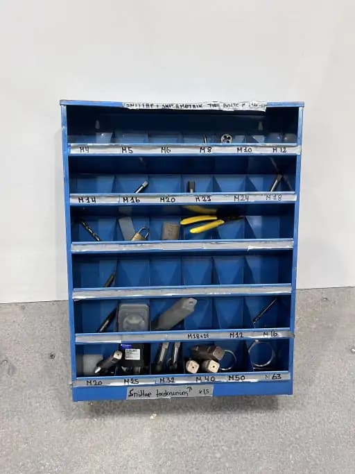 Sorting shelf with tap dies