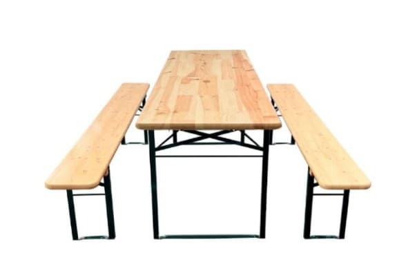 20 stk Bord og benkesett og 43 stk løse benker (+ stål rack til oppbevaring) O.B.WIIK