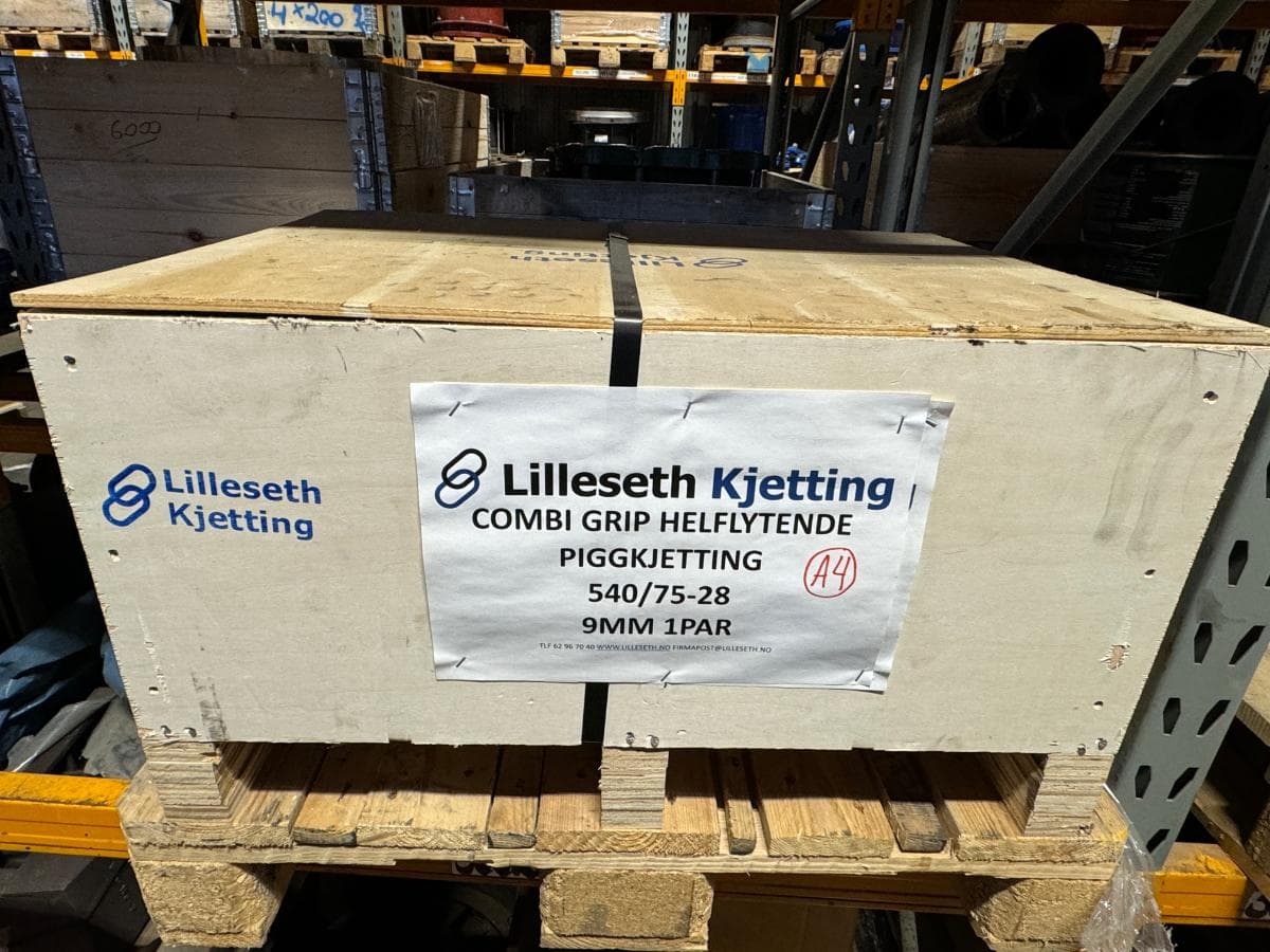 Lilleseth Combi Grip Helflytende piggKjetting - 1 par 540/75-28 - Ubrukte kjetttinger