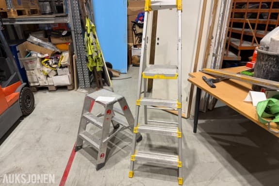 Plattformstige og 2 Zarges trappegardiner - aluminium - plattform med sikringsbøyle - 2 x 3 trinn - EN 131