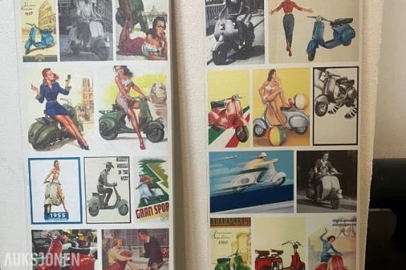 Vespa Retro veggdekorasjon på lerret – 2 stk.