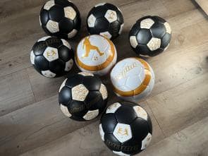 Håndsyet læderfodbolde vejl. pris op til 299kr pr stk