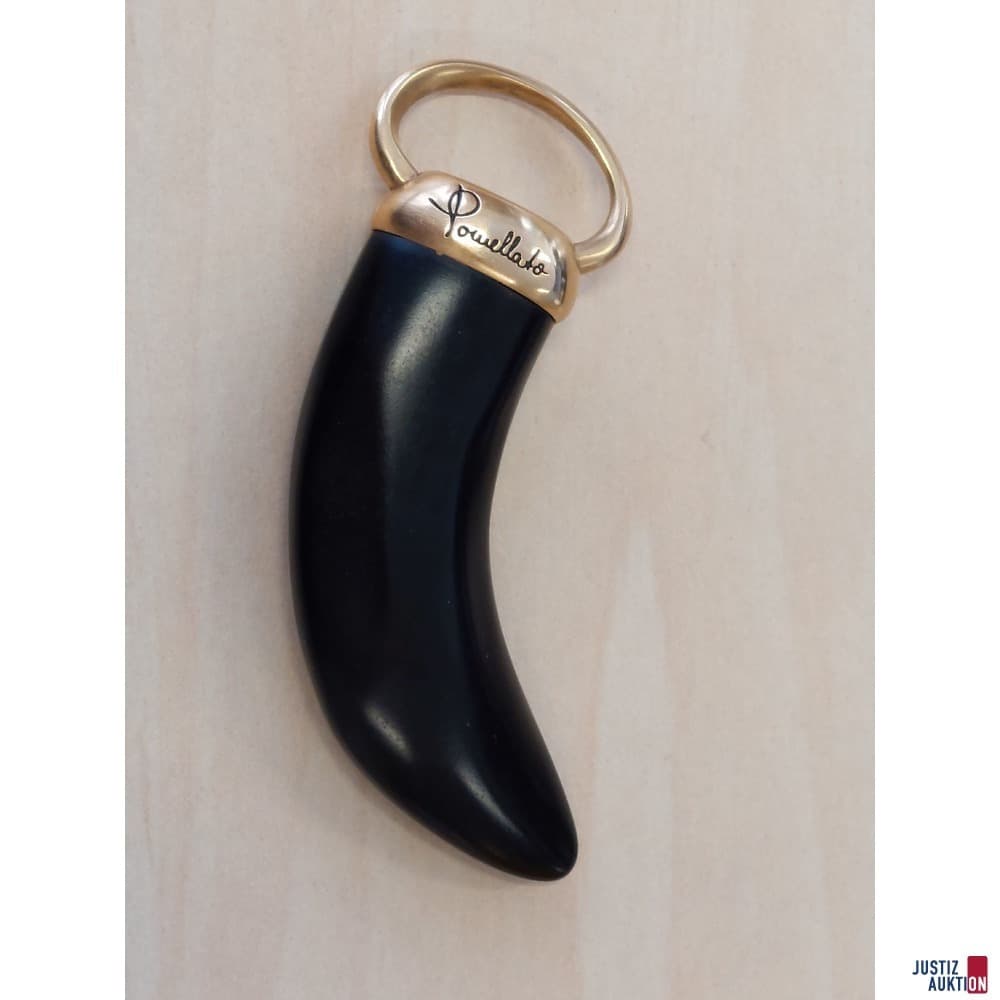 Glückshorn pendant Rosegold 750 with gagat