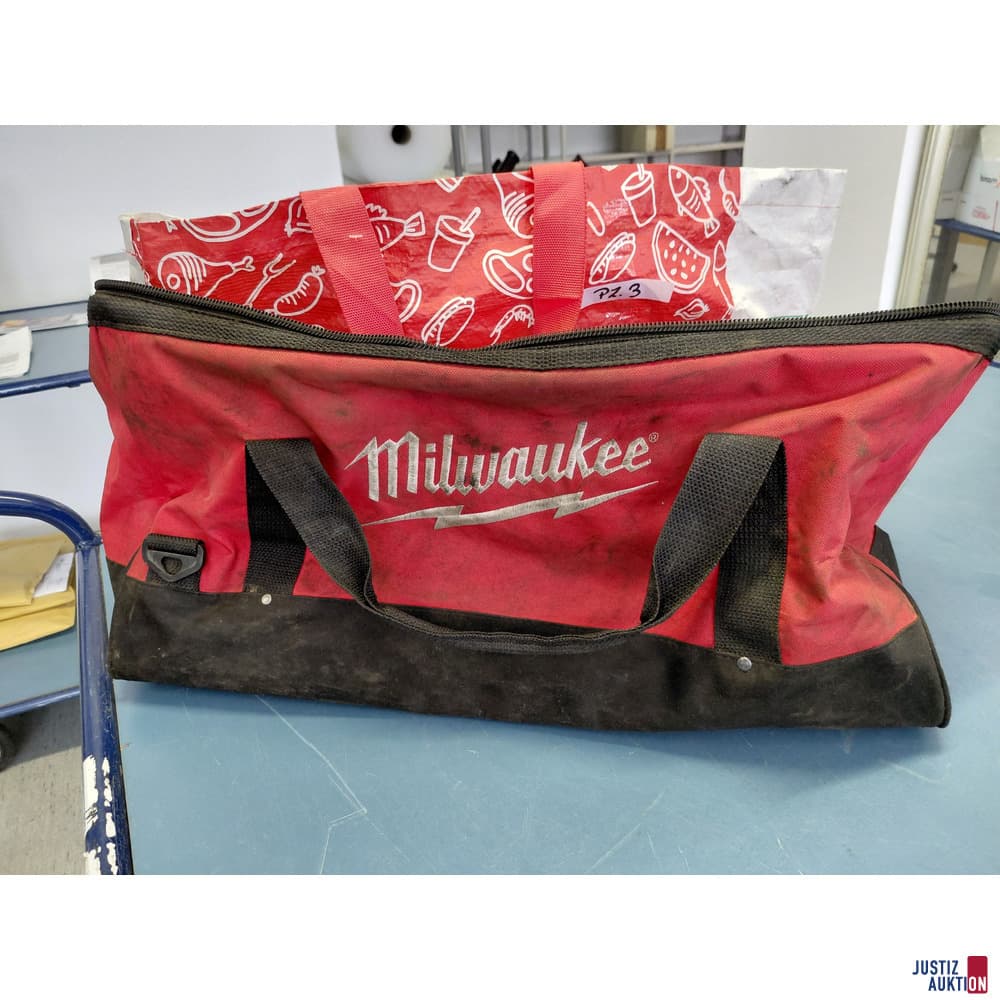 Milwaukee tool bag with various items