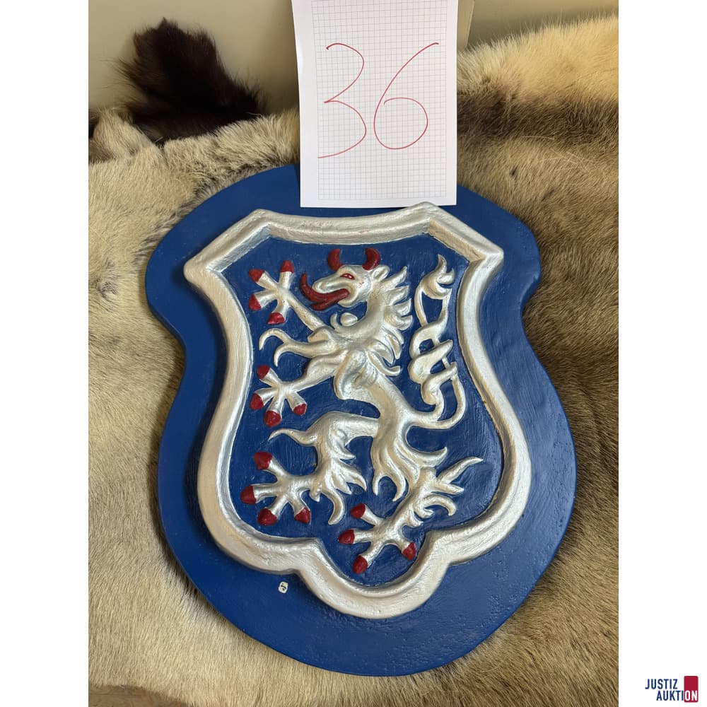 Styrian Coat of Arms Gypsum Plaster Cast Polychrome
