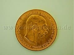 Austrian 10-crown gold coin, 900/- gold, re-embossing, approx. 3.38 g