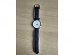 Bering Slim Classic Watch, White with Black Leather Strap