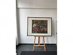 Albert Heinzinger Watercolor 'Bauernfamilie'