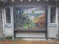 Lead glass window by artist Fritz Lauten