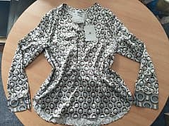 Blouse, Brand Rena Marx, Size 44, White with Pattern