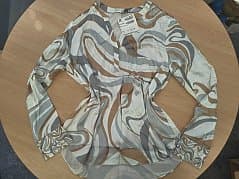 Blouse, Brand Rena Marx, Size 44, White with Pattern