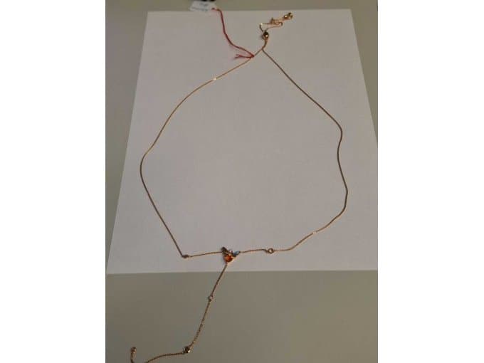 Wempe 18K Rose Gold Necklace with 3 Small Diamonds and Cognac Heart Pendant