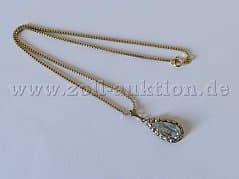 Gold chain, 333 yellow gold with stone pendant
