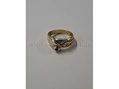 Gold ring with sapphire and three clear stones – 585 gold