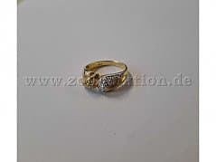 Gold ring with clear stones in wave shape – 585 gold