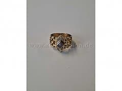 Gold ring with purple and clear stones – 585 gold