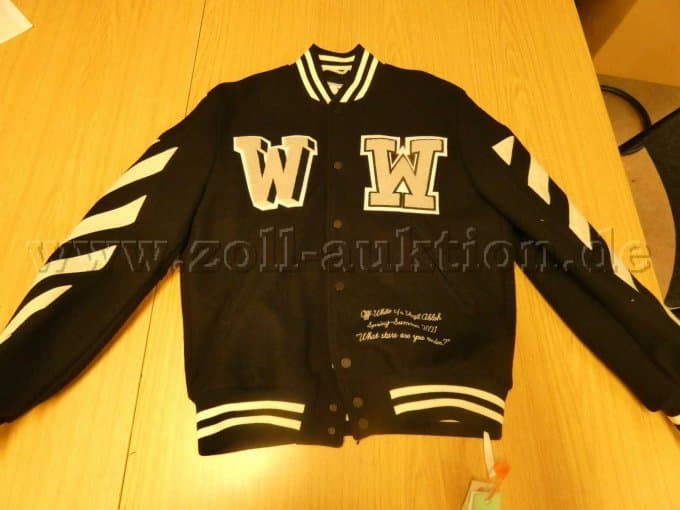 Men's college jacket, baseball jacket, off-white, size M,