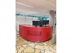 Red Wooden Information Counter