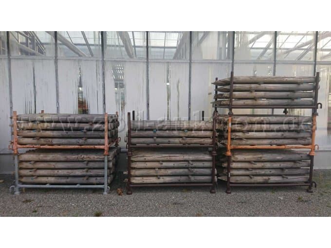 Mixed lot of Used spruce poles and semi-circular slats