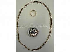Mixed lot of from 1 gold chain 333'er, 1 gold ring in 585'er gold and 1 silver coin 925