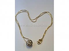 Snake chain with round crystal pendant