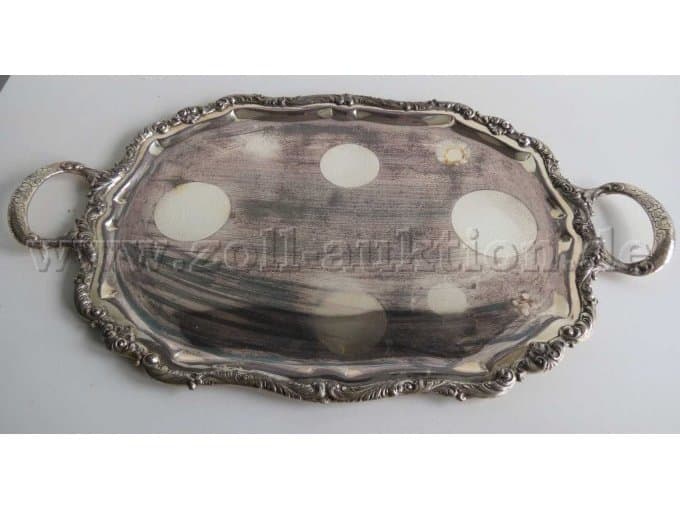 silver tray, 800 silver, 3234 g, punctured