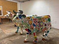 Life-Size Painted Cow Figures (2 Pieces)