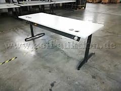 Desks mechanically height adjustable 180x80cm, C-shaped frame, Assman